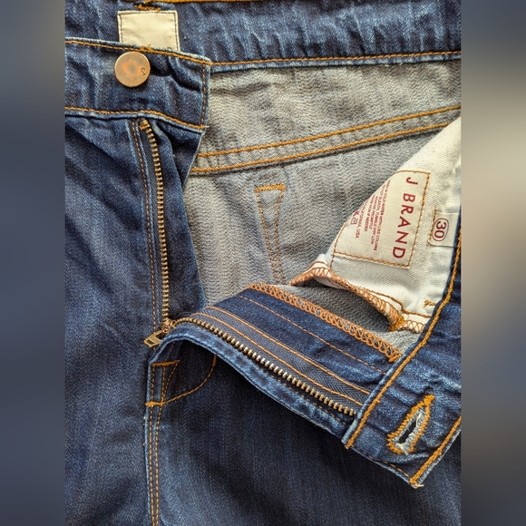 J BRAND blue denim jeans wide leg culotte crop length Sz 30 cut#839 unique style - Picture 6 of 11